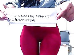 Cameltoe leggings rød claudiahotpants
